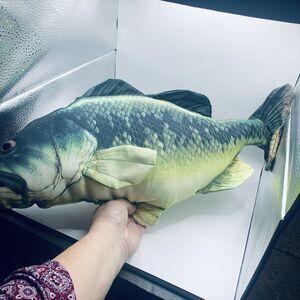 Largemouth Bass Fish Pillow Stuffed Plush 24” Realistic